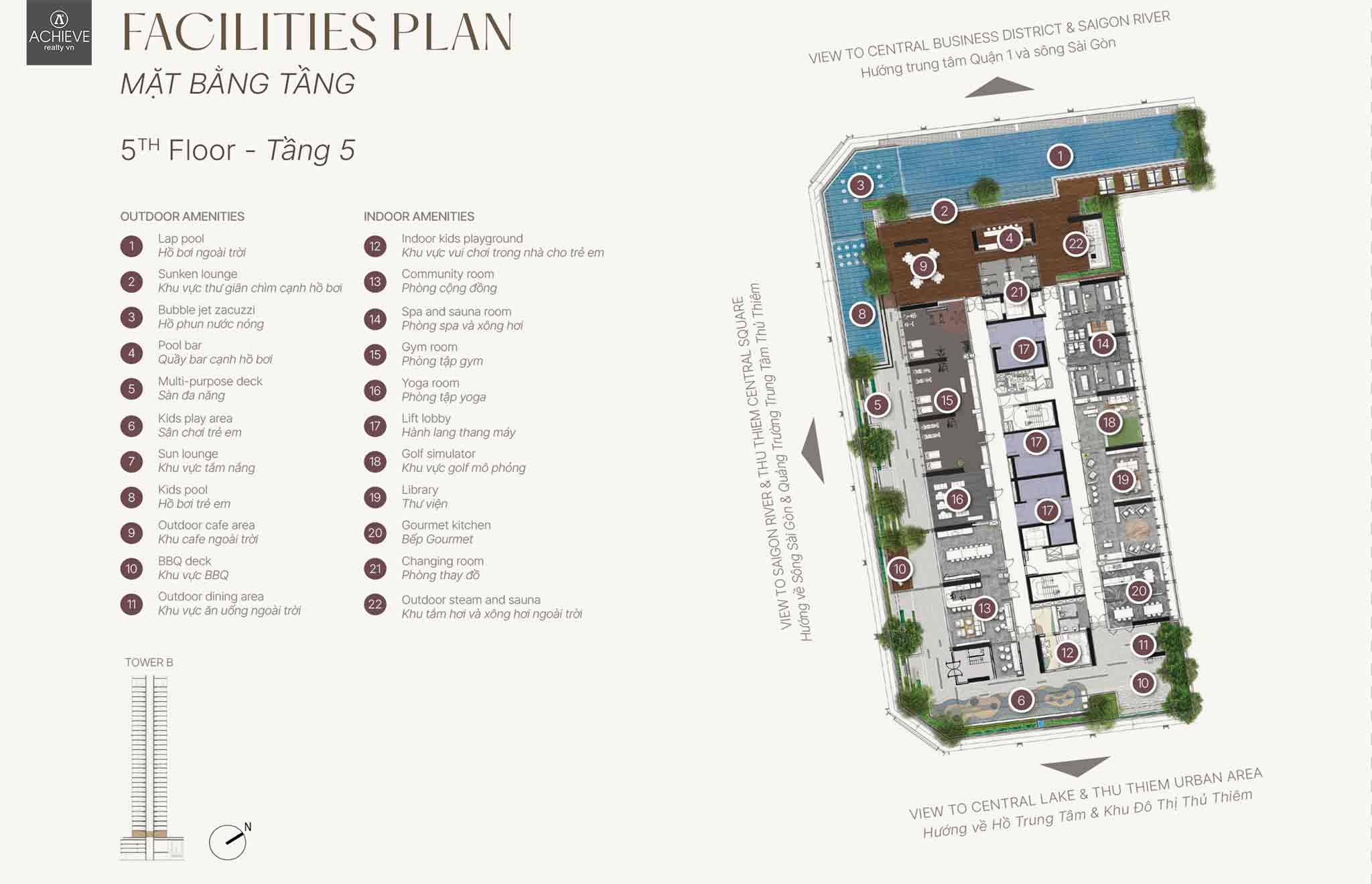 Mặt bằng tầng 5 The OpusK Residence | The Metropole Thủ Thiêm 