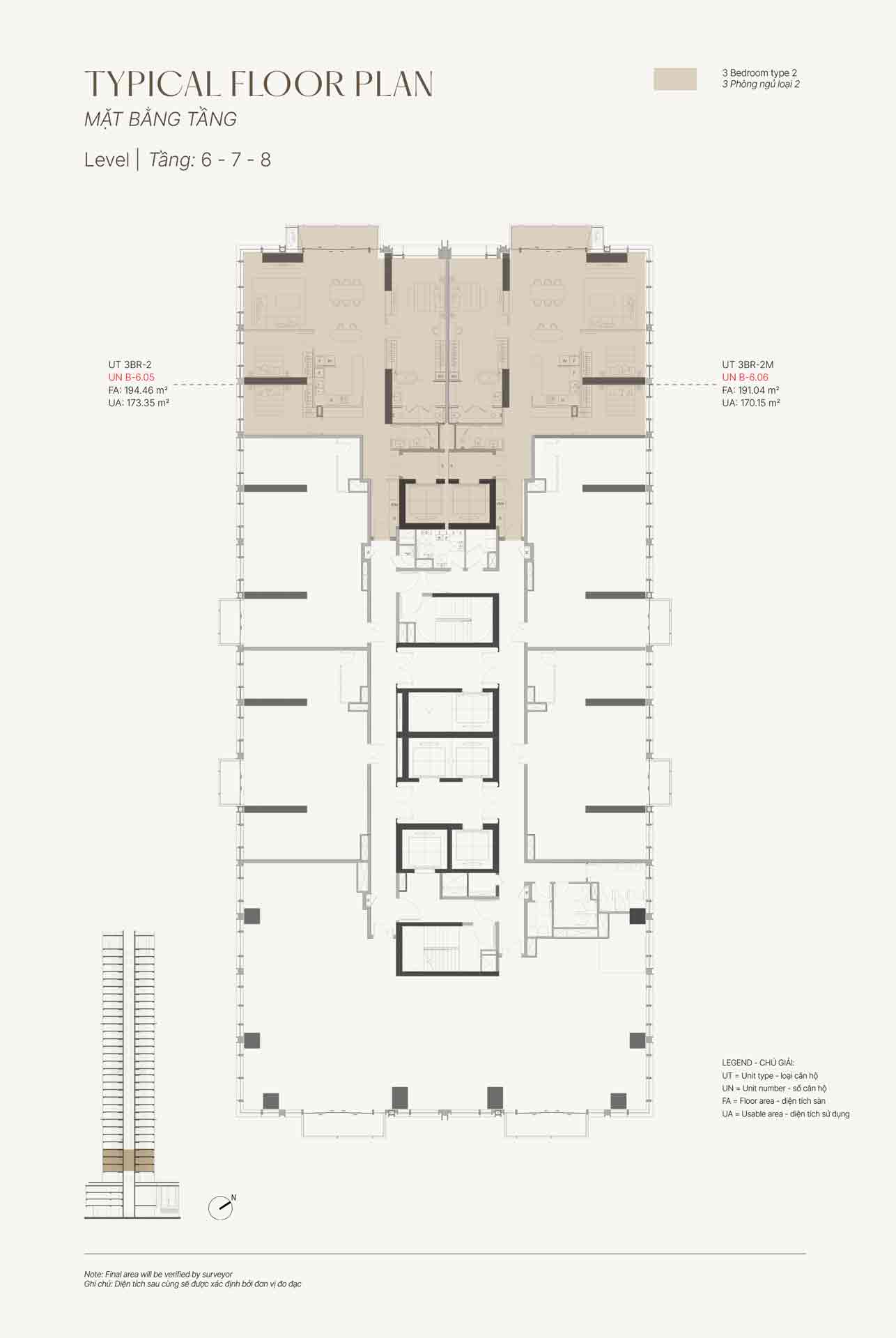 Mặt bằng tầng 6 - 7 -8 Chung cư The OpusK 