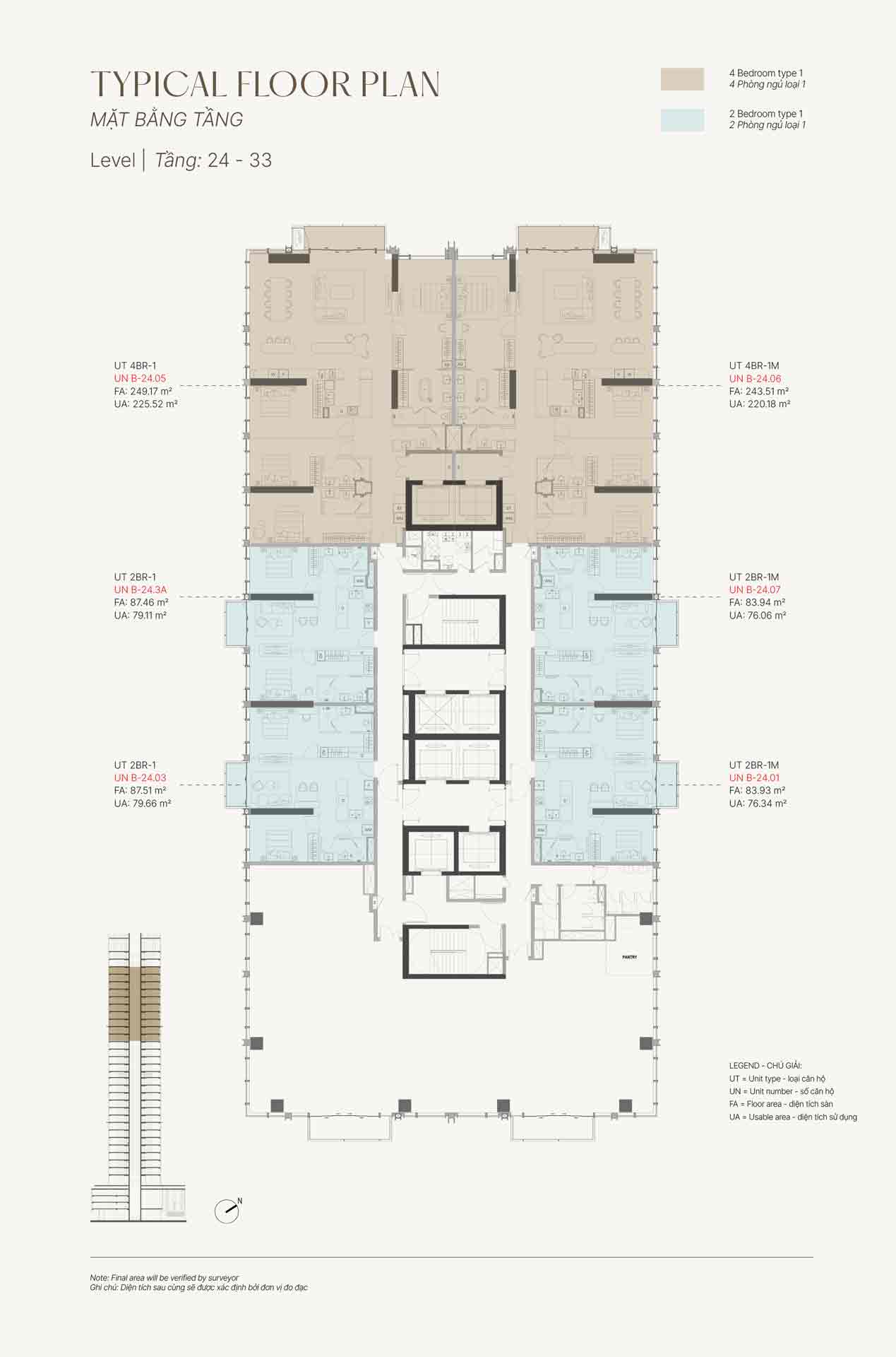 Mặt cắt bằng tầng 24 đến 33 The OpusK